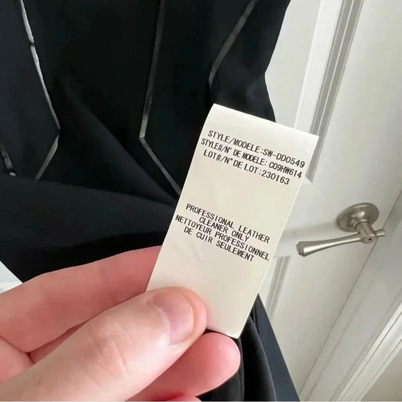 B99 Helmut Lang Leather Leather Trim Dress Size 6 - Picture 4 of 6